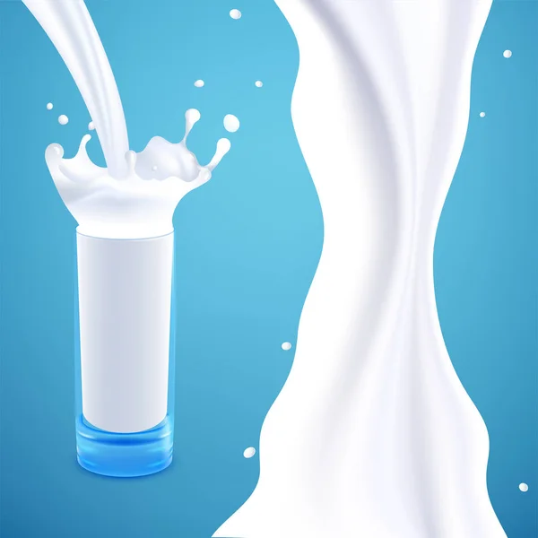 우유 또는 요구르트 스플래쉬 웨이브 — 스톡 벡터