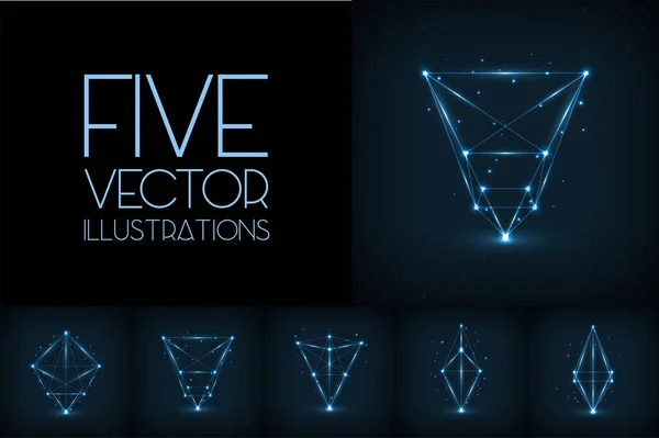 Wireframe veelhoekige elementen — Stockvector