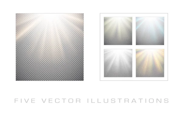 Efeitos de luz sobre fundo transparente — Vetor de Stock