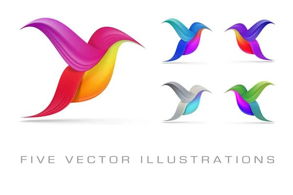 Hummingbird abstract symbols — Stock Vector