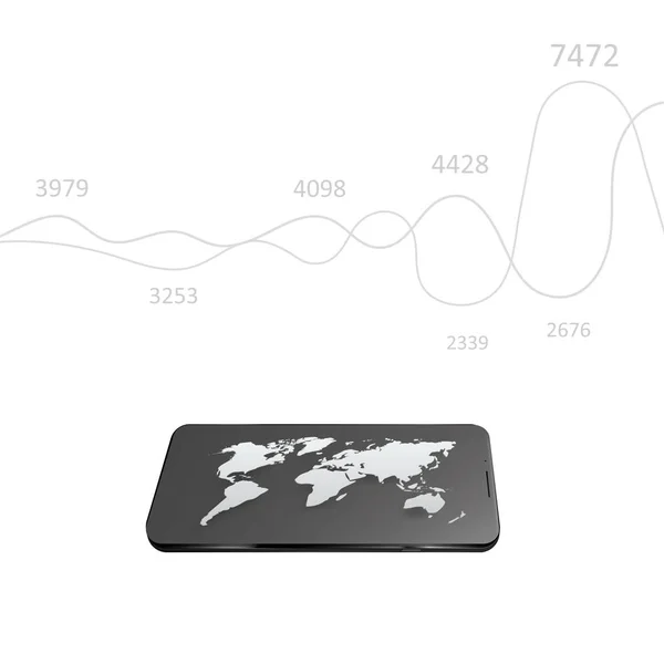 Smartphone with global map — Stock Vector