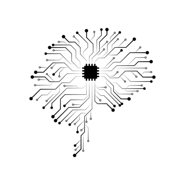 Placa de circuito en forma de cerebro humano — Archivo Imágenes Vectoriales