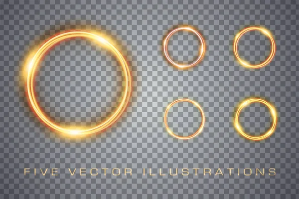 Cercles d'or magique effet de lumière — Image vectorielle