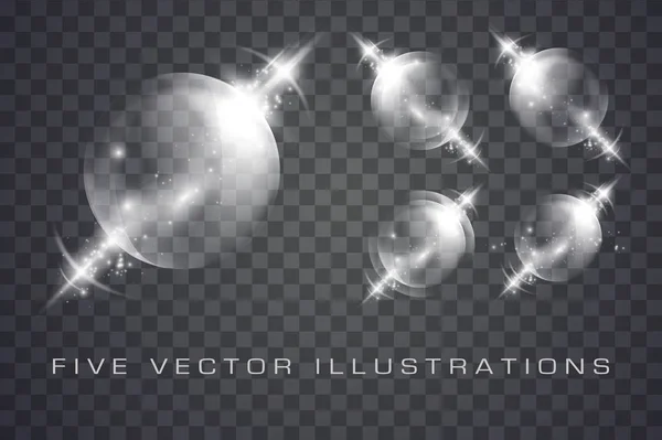 Sphères de verre de lumières incandescentes — Image vectorielle