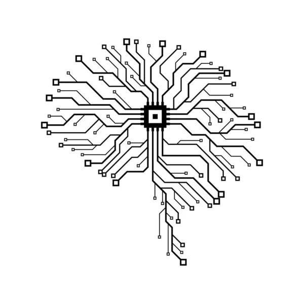 Placa de circuito en forma de cerebro humano — Archivo Imágenes Vectoriales