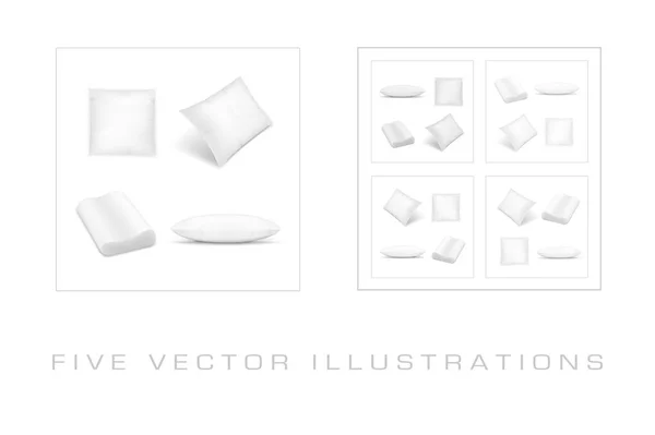 Realistic pillows set on white background — Stock Vector