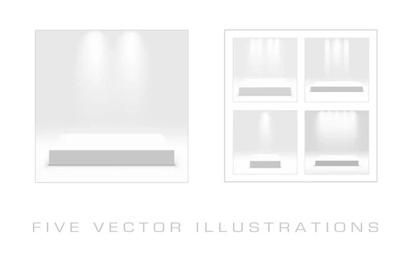 Weißes Podium Für Ausstellung Illustration Isoliert Auf Hintergrund Grafikkonzept Für — Stockvektor