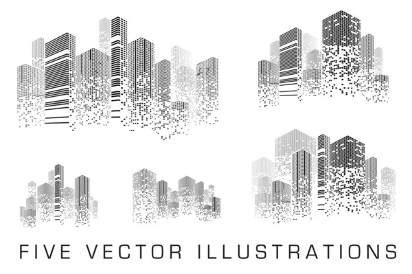 Gebäude Und Stadt Illustration Illustration Isoliert Auf Weißem Hintergrund Grafikkonzept — Stockvektor