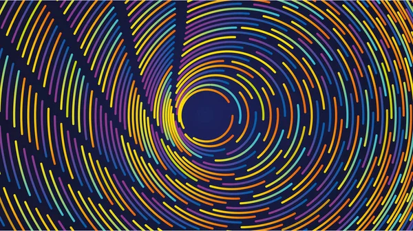 Visualizzazione Astratta Cerchi Futuristici Sfondo Neon Colorato Concetto Grafico Tuo — Vettoriale Stock