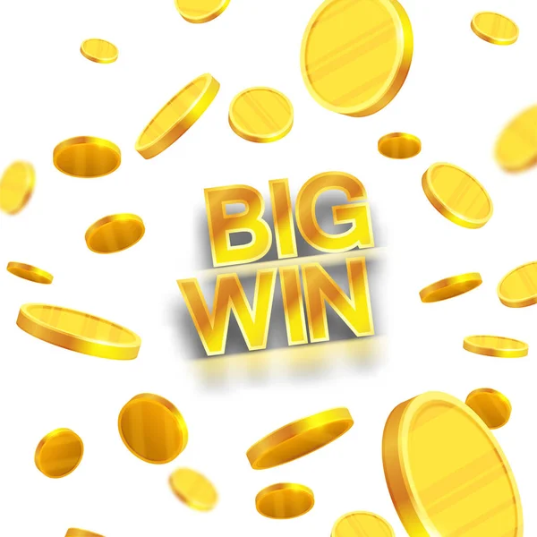 Parola Oro Big Win Monete Oro Che Cadono Luck Banner — Vettoriale Stock
