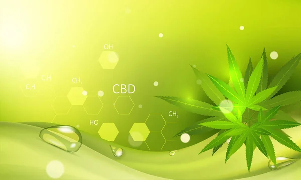 医用大麻的概念 在绿色背景上使用娱乐性杂草 为您的设计提供图形化概念 — 图库矢量图片