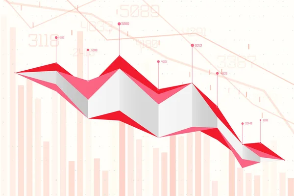 要約インフォグラフィックの可視化 低下の線でビジネスチャートグラフ コロナウイルスはビジネス分析に経済的影響を与えます あなたのデザインのグラフィックコンセプト — ストックベクタ