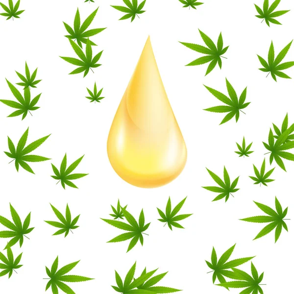 Medical Marijuana Oil Drop Recreational Weed Usage White Background Graphic — Stock Vector