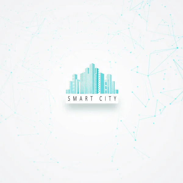 Smart Building Concept Design Für Die Stadtveranschaulichung Digitale Netzwerkverbindungen Grafisches — Stockvektor