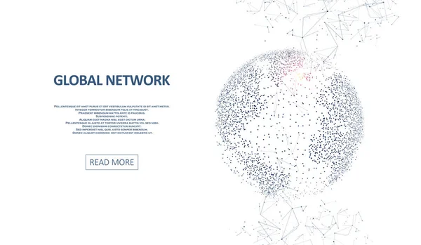 地球の技術的イメージ 抽象的な多角形空間 グローバルネットワークグラフィックコンセプト ビッグデータ可視化 デザインの背景コンセプト — ストックベクタ