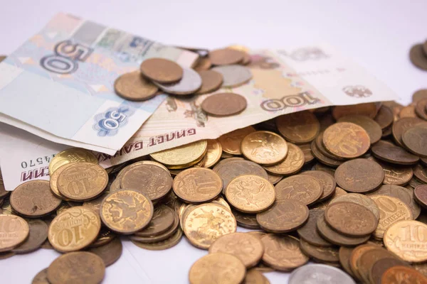 Monedas Billetes Banco Rusos Negocios Finanzas — Foto de Stock