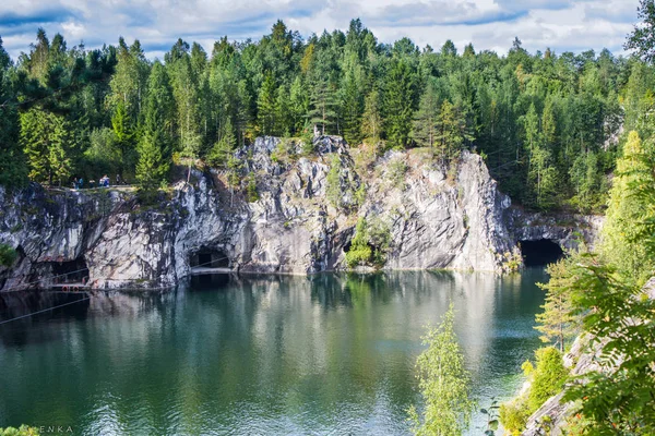 Bekas Tambang Marmer Ruskeala Republik Karelia Stok Gambar