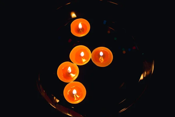 Dark Background Candle Made Wax Garland — Stock Photo, Image