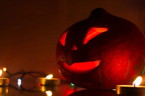 Candlestick Your Own Hands Pumpkin — Stock Photo, Image