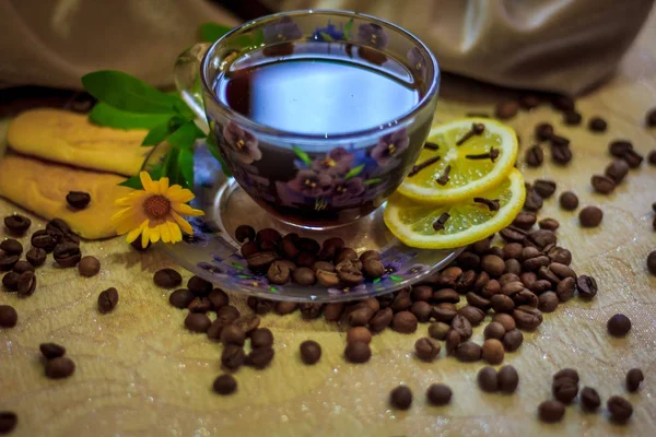 Koffie Stilleven Geur Van Sterke Koffie Een Kopje Koffie Koffie — Stockfoto