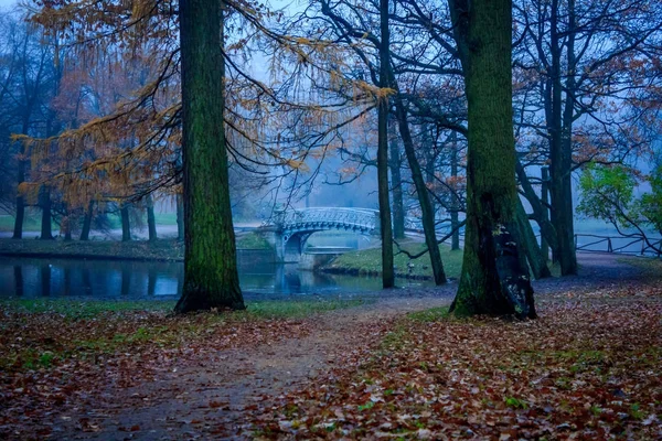 Final Outubro Névoa Manhã Cidade Gatchina Região Leningrado — Fotografia de Stock