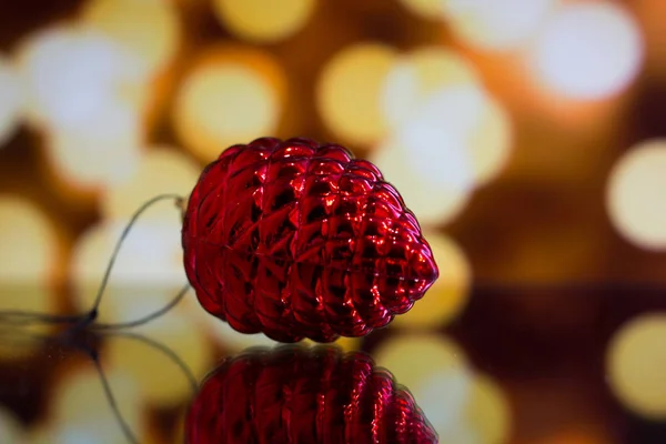 Julgransprydnader Ljus Bakgrund Gjort Hemma Med Hem Ljus Bärbar Dator — Stockfoto