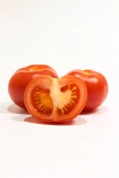 Red Tomatoes White Background Sliced Tomatoes — Stock Photo, Image