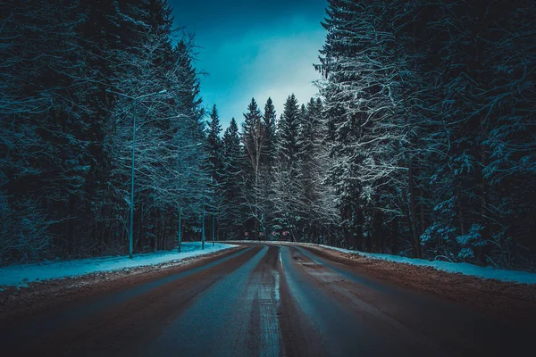 Caminos Helados Inviernocamino Invierno Día Helado — Foto de Stock