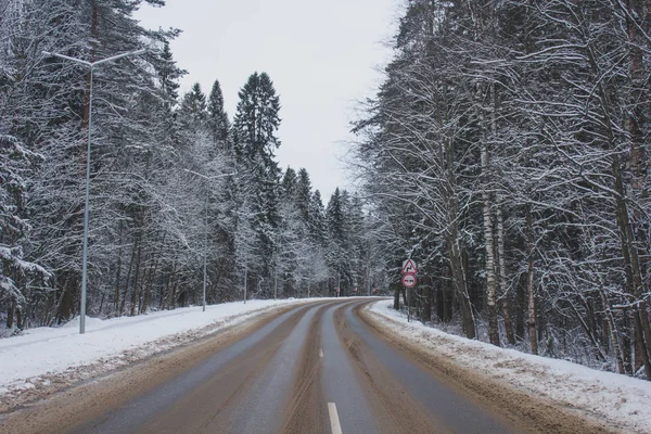 Caminos Helados Inviernocamino Invierno Día Helado — Foto de Stock