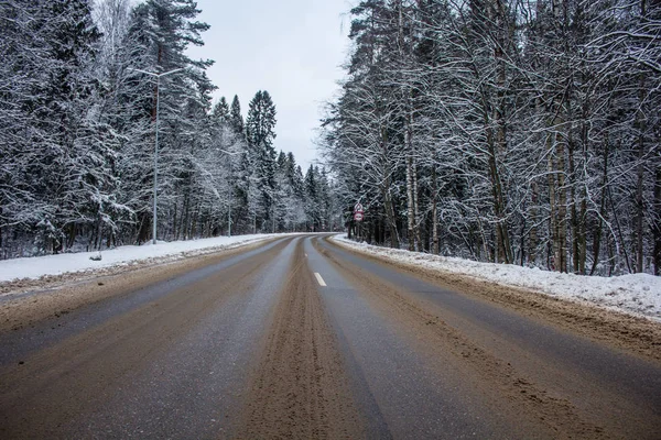 Caminos Helados Inviernocamino Invierno Día Helado — Foto de Stock