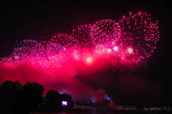 Fuegos Artificiales Brillantes Cielo Negro — Foto de Stock