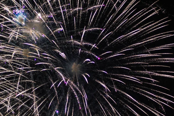Bright Fireworks Black Sky — Stock Photo, Image