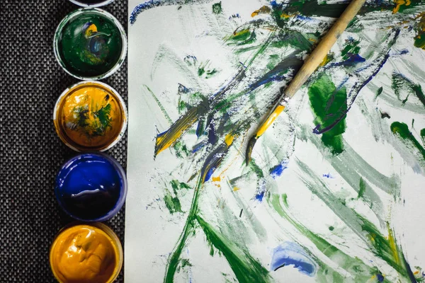 Children's drawing gouache on paper — Stock Image Children Drawing Gouache Paper Stock Image