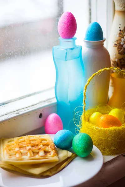 Easter Colored Eggs Vases — Stock Photo, Image