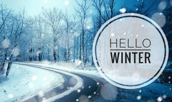 Hallo Winter Banner Mit Natürlichem Hintergrund — Stockfoto