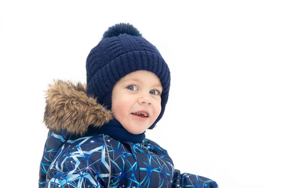 Little Boy Walking Park Winter Season — Stock Photo, Image
