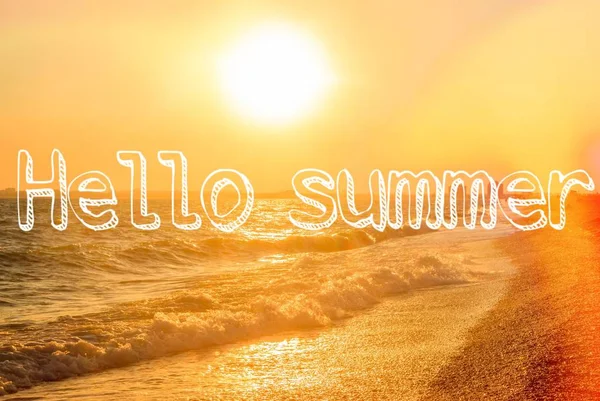 Banner Hej sommar. Havet. Havsvåg. Sommar. Soligt väder. Ny säsong. — Stockfoto