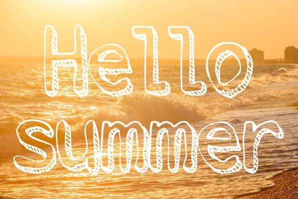 Banner hallo Sommer. Meer. Meereswelle. Sommer. sonniges Wetter. neue Saison. — Stockfoto