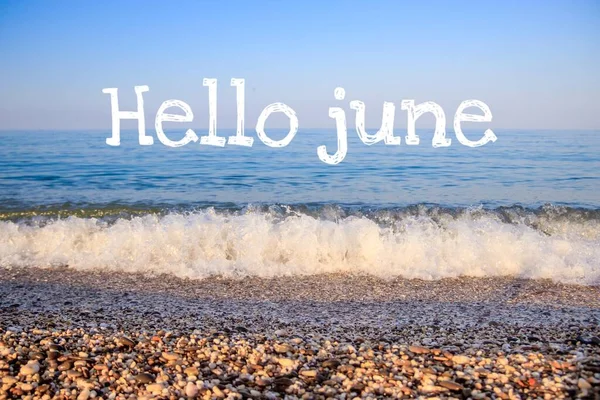 Banner Hello June . Sea. Sea wave. Summer. Sunny weather. New season.