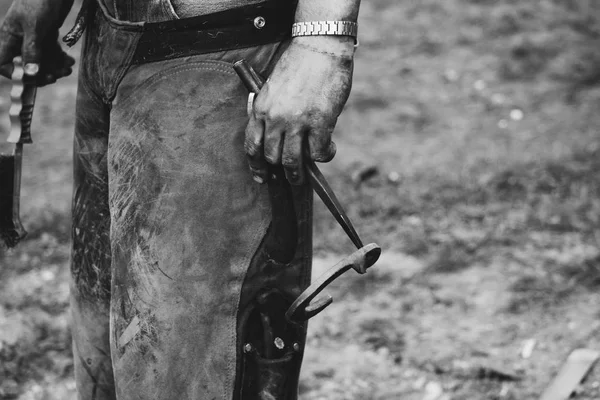 Candid shot of real blacksmith at work — Stock Photo, Image