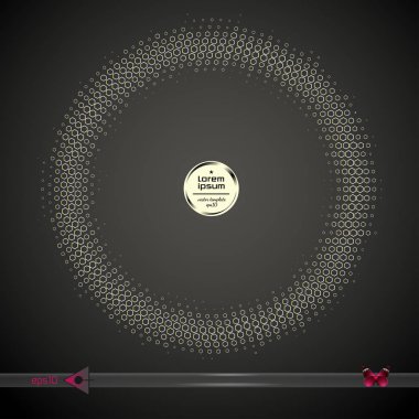Vektör yuvarlak çerçeve. Yarı ton grafik öğesi desen arka plan.
