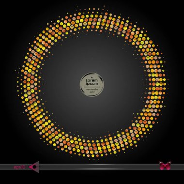 Vektör yuvarlak çerçeve. Yarı ton grafik öğesi desen arka plan.