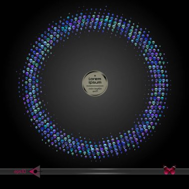 Vektör yuvarlak çerçeve. Yarı ton grafik öğesi desen arka plan.