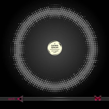 Vektör yuvarlak çerçeve. Yarı ton grafik öğesi desen arka plan.