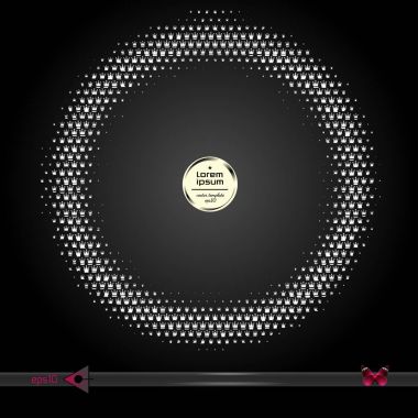Taç vektör yuvarlak çerçeve. Yarı ton grafik öğesi desen arka plan.