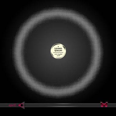 Vektör yuvarlak çerçeve. Yarı ton grafik öğesi desen arka plan.