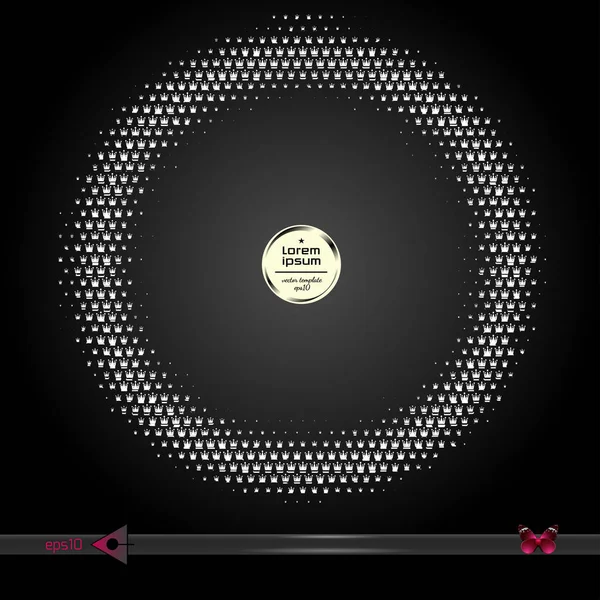Taç vektör yuvarlak çerçeve. Yarı ton grafik öğesi desen arka plan.