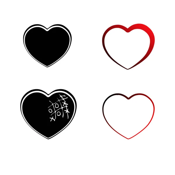 Set Heart icon, outline, silhouette. Symbol of love, romance and relationships — Stock Vector