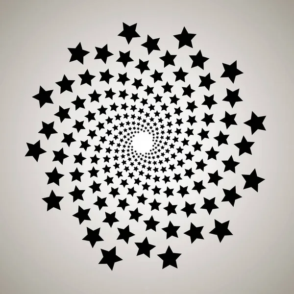 Redemoinho, fundo de vórtice. Em espiral rotativa. Padrão de um turbilhão de corações. Ícone, flor, estrelas, estrela, contorno, preto, branco —  Vetores de Stock