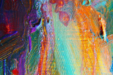 Fragment of oil painting. Fragment of artwork. Painting on canvas. Pastos smears. Bright colors. Green, orange, purple, lilac clipart